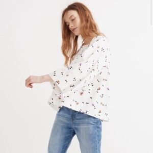 Madewell White Floral Long Sleeve Top